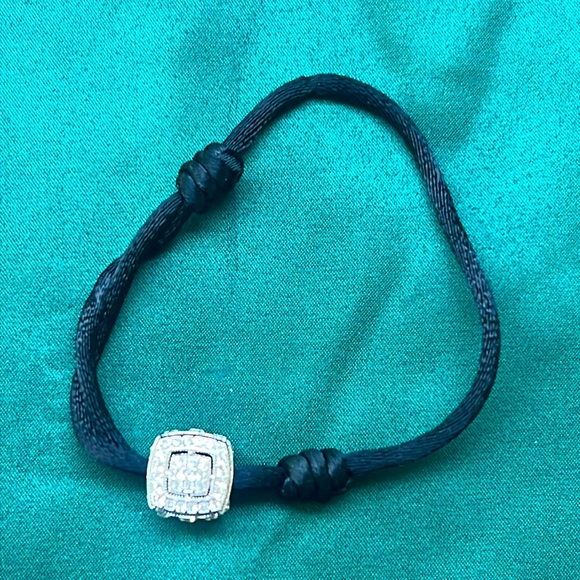 Vintage Rhinestones and Black Silk Bracelet - Picture 3 of 17